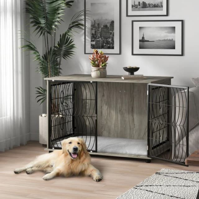 PawHut Pawhut - Dog Crate Furniture End Table w/ Cushion for Dogs 118L x 75W x 82Hcm 5056725541859