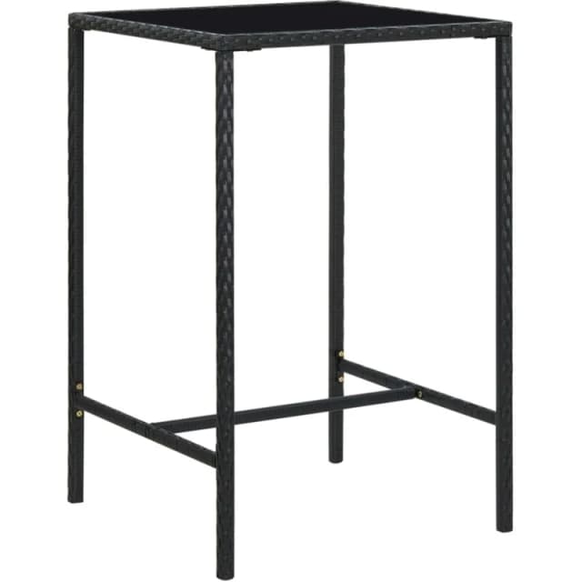 VIDAXL Garden Bar Table Black 70x70x110cm Poly Rattan and Glass Vidaxl 8720286146613