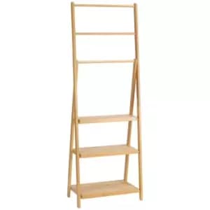 kleankin Freestanding Foldable Bamboo Towel Rack with 3 Bars and Shelves for Bat