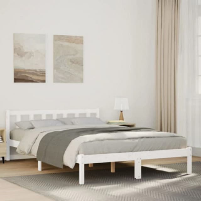 Vidaxl Extra Long Bed Frame Without Mattress White 160X220 Cm Solid Wood Pine