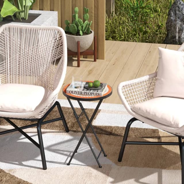 Outsunny Mosaic Garden Table, 35.5cm Folding Coffee Table, Orange 84G-614V00OG