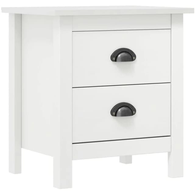 VIDAXL Bedside Cabinet Hill White 46x35x49.5cm Solid Pine Wood Vidaxl 8719883909707