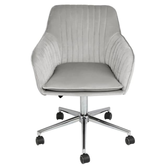 Home Garden Direct Briseis - Swivel Desk Chair in Velvet - Grey Grey Unisex