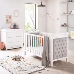 Babymore Velvet Deluxe 2 Piece Nursery Furniture Set White