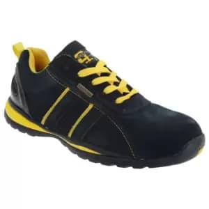Grafters Mens Safety Toe Cap Trainer Shoes (10 UK) (Navy Blue/Yellow)