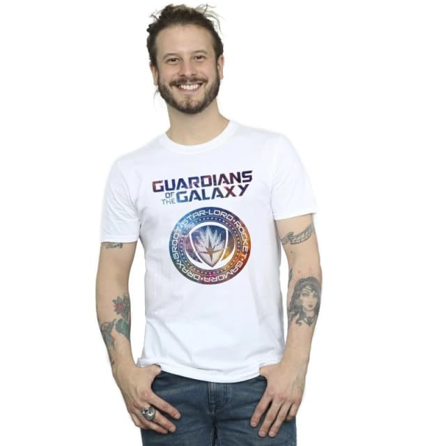 Marvel Marvel Men Guardians Of The Galaxy Stars Fill Logo T-Shirt in White Size: Small White S Male 5063153467682