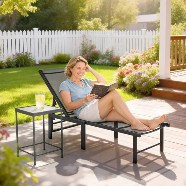 OUTSUNNY Sun Lounger, 5-Level Reclining Sun Lounger Chair, Black Size: 1 Pack Black Unisex 1 Pack