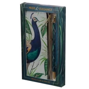Peacock Pencil Case & Pen Set