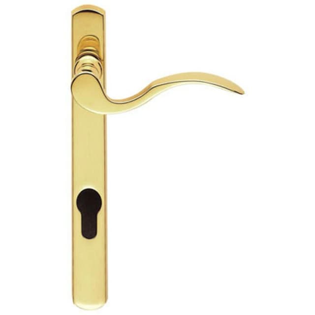 Loops Scroll Lever Door Handle on Lock Backplate Polished Brass 208 x 25mm Metallics unisex