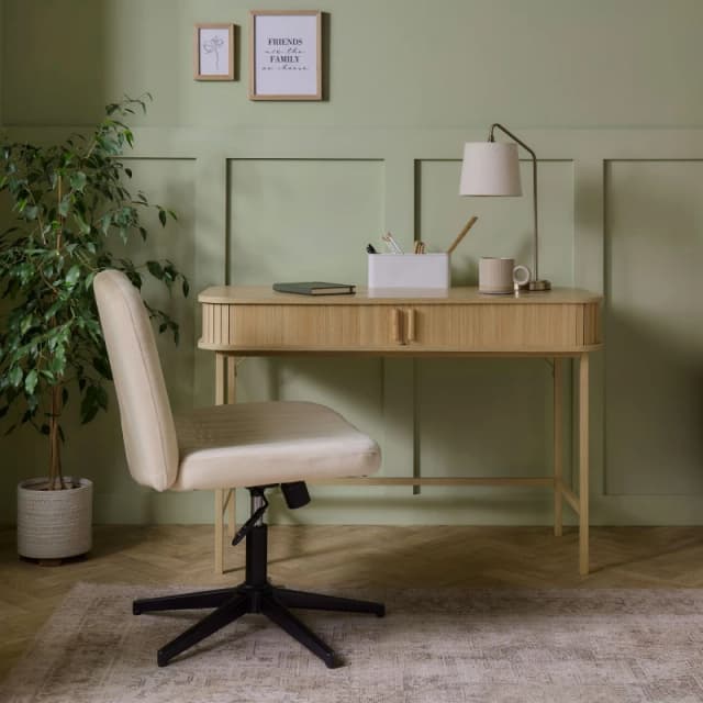 Vonhaus Computer Desk, Home Office Desk With Storage & Sliding Doors, PC Table For Bedroom & Homeworking Workstation, Landos