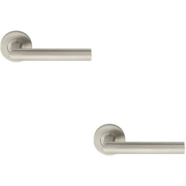 Loops 2x PAIR Straight Mitred Bar Handle on Round Rose Concealed Fix Satin Steel Metallics