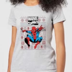 Marvel Avengers Classic Spider-Man Womens Christmas T-Shirt - Grey - 3XL