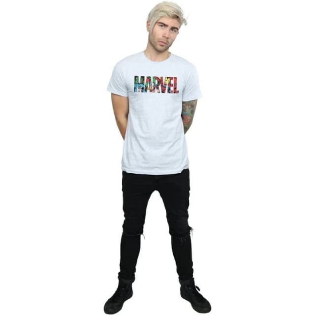 Marvel Marvel Men Comics Infill Logo T-Shirt in Grey Size: Small Grey S Male 5063377480948