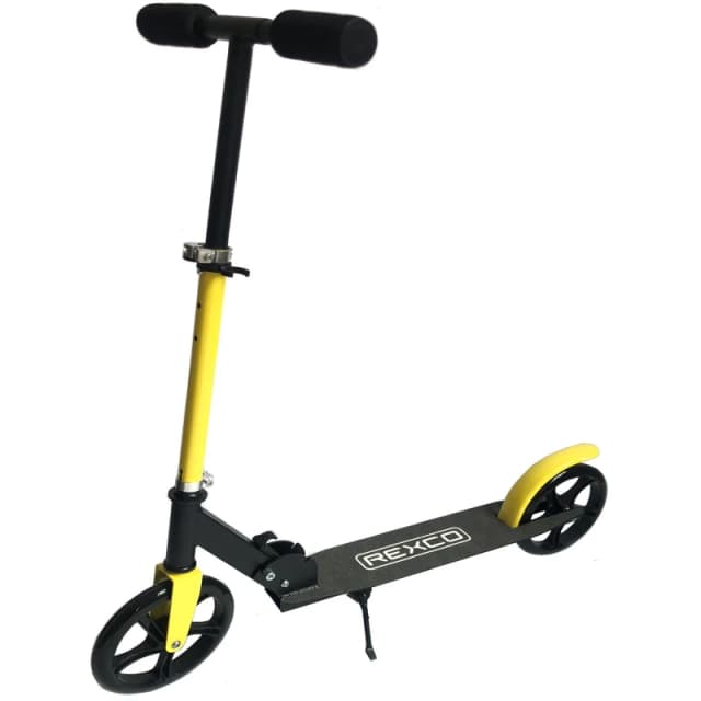 Rexco Folding Kids Teens Push Scooter Adjustable Kick Stunt Big Wheel Yellow Black Toy, Yellow 2016922