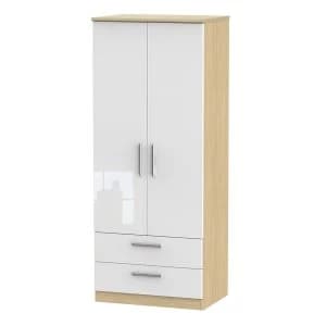 Robert Dyas Kirkhill Ready Assembled 2-Door Wardrobe with Drawers -White Pine