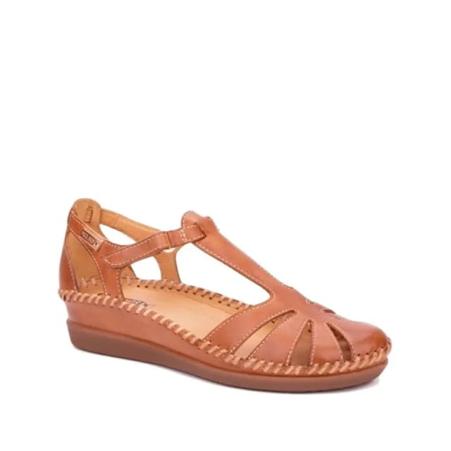 Pikolinos Cadaques Leather Sandals with Wedge Heel Cognac Women 39 (5.5 to 6)