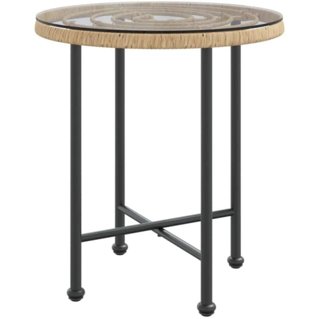 vidaXL Dining Table 50cm?Tempered Glass and Steel, Brown 319432