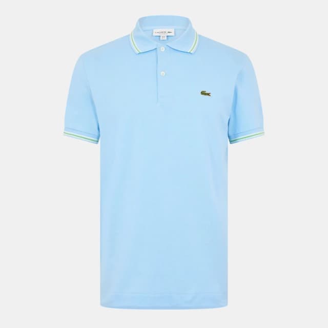 Lacoste Mens Tipped Short Sleeve Polo Shirt Blue HBP male S