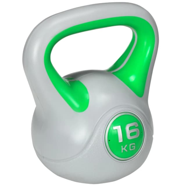 SPORTNOW SPORTNOW 16kg Kettle Bell with Handle for Home Gym, Green and Grey
