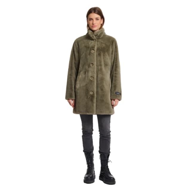 Rino & Pelle Faux fur coat with single button For Her Rino & Pelle Nonna Vert Female 34