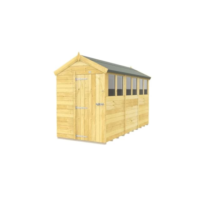 Buttercup Farm 5 x 12 Feet Apex Shed - Single Door W/ Windows - L358 x W147 x H217cm in Brown Brown Unisex
