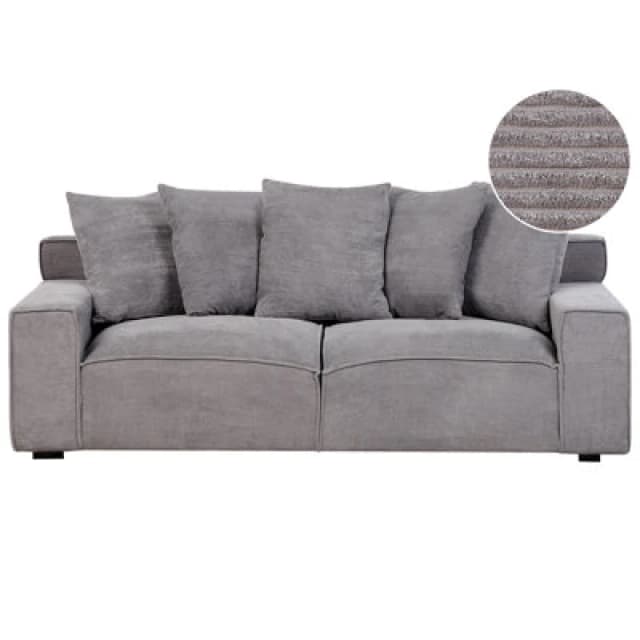 Beliani Sofa 3 Seater Viskan Corduroy Dark Grey