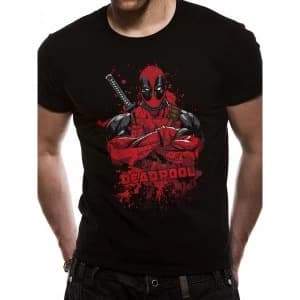 Deadpool - Pose Splash Mens Small T-Shirt- Black