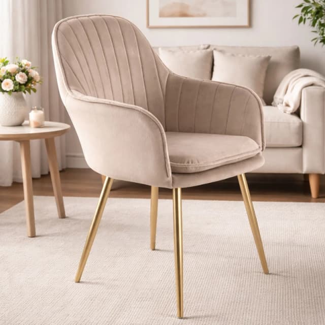 Genesis Genesis Muse Velvet Accent Chair Upholstered Modern Chair with Backrest in Taupe Size: 1 Seater Taupe 1 Seater Unisex 5060284038194
