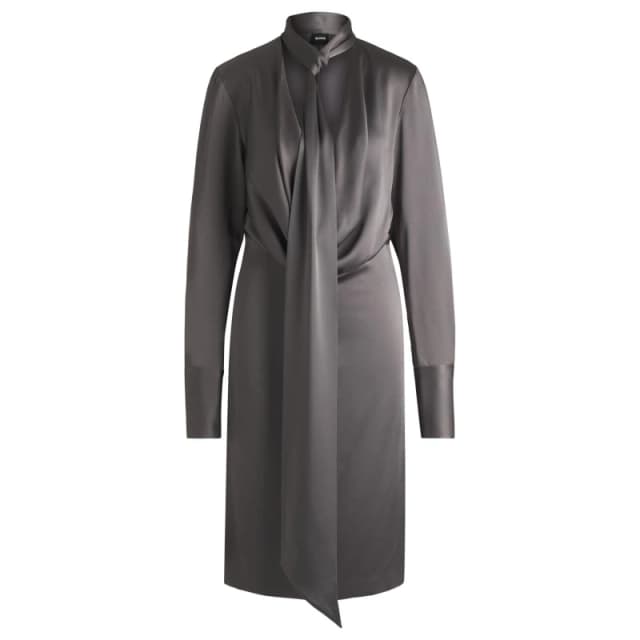 Boss Womens Bascarva Relaxed Fit T-Shirt Dress Open Grey female 6 (XS)