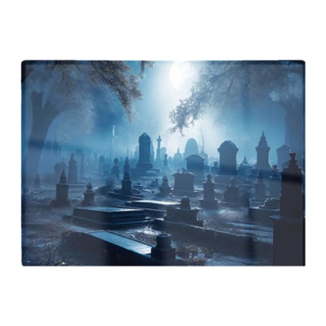 Warren Reed Designer A Moonlit Graveyard Glass Chopping Board
