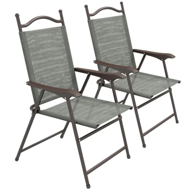 Outsunny Patio Chairs w/ Foldable Design - Dark Grey 84G-298V00CG
