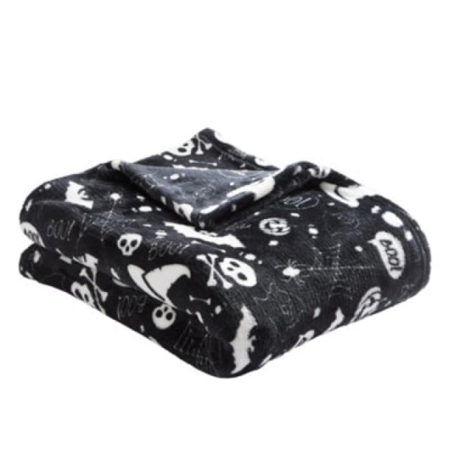 Boo Spooky Halloween 120cm x 150cm Throw Black
