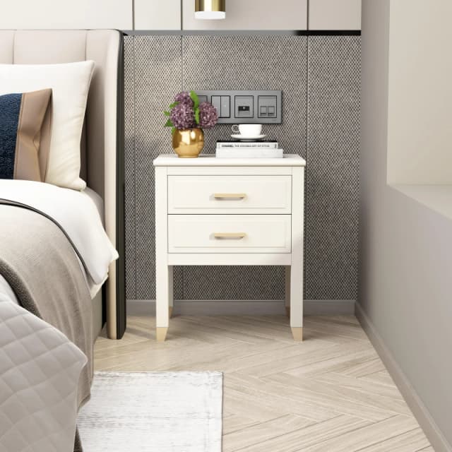 Cabinet Bits Palazzi 2 Drawer Bedside Table in Off-White Off-White Unisex
