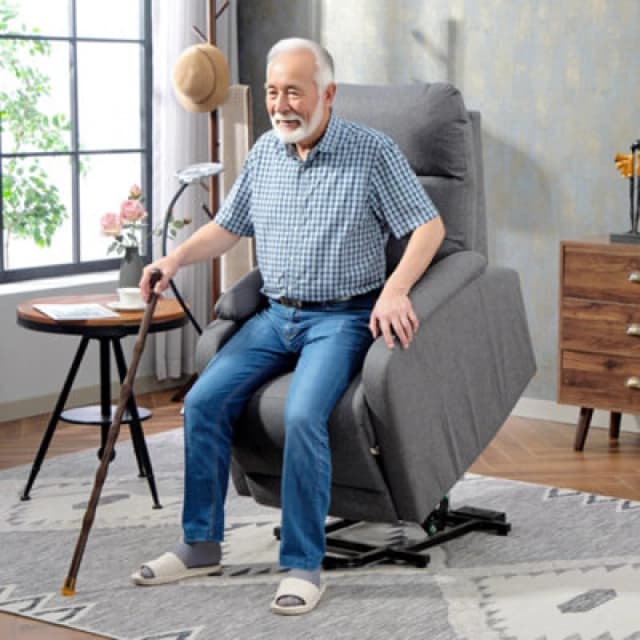 HOMCOM HOMCOM Lift Recliner Armchair, Electric Recliner Chair with LED Magnifying in Grey Grey Armchair Unisex 5063603101593