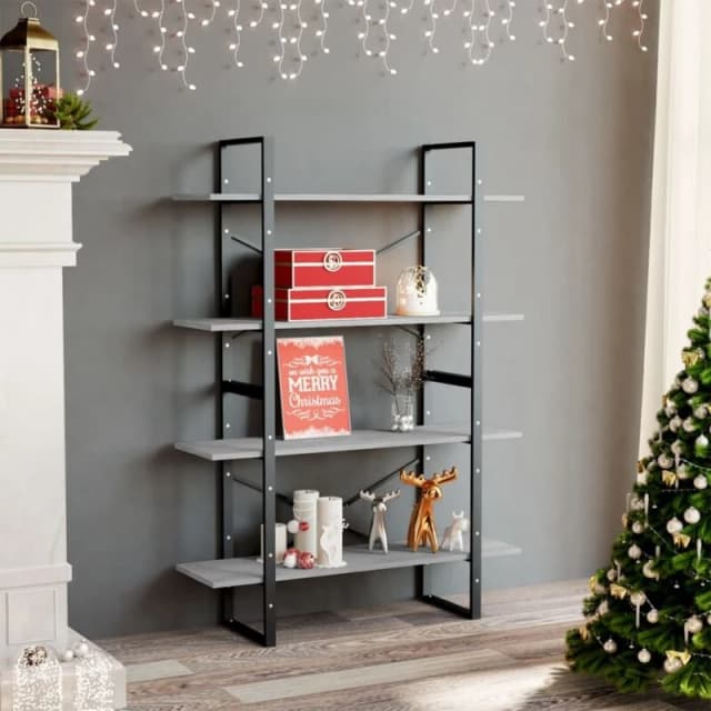 Vidaxl 4-tier Book Cabinet Concrete Grey 100X30X140 Cm Engineered Wood, Grey 806481