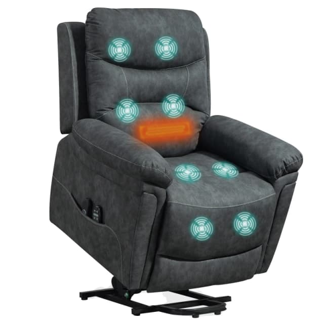HOMCOM HOMCOM Massage Recliner Chair, Lift Chair with Heat, USB, Remote, Grey Size: Armchair Grey Armchair Unisex 5063603373334