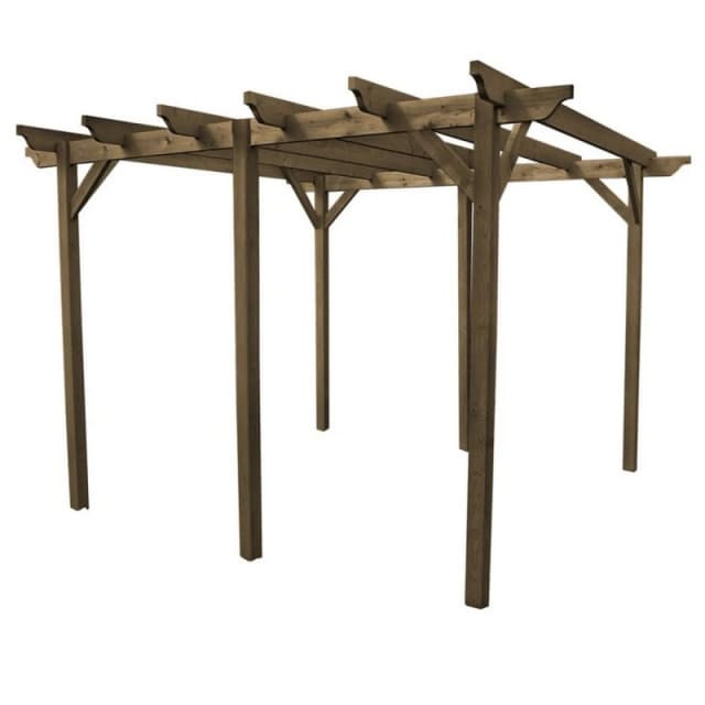 Rutland County Garden Furniture Garden Pergola 6 Posts - Wood - L360 X W600 X H270 Cm - Rustic Brown
