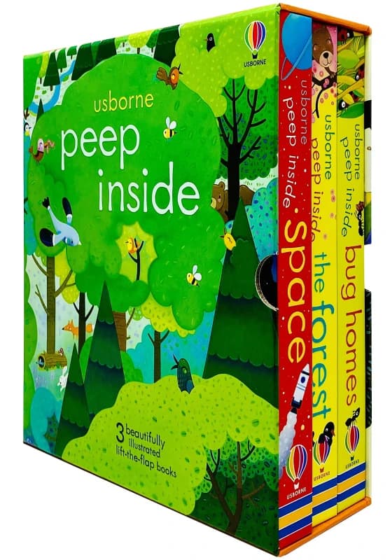Usborne Peep Inside Lift-the-Flap Series Box Set Space Forest Bug Homes Board Book Anna Milbourne Books