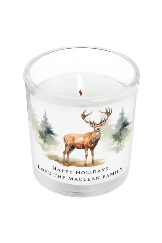 Personalised Memento Company Personalised Message Water Colour Painted Stag Candle
