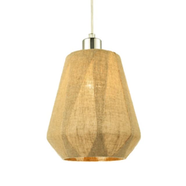 Happy Homewares Modern Designer Glass Pendant Lamp Shade Wrapped In Natural Oatmeal Linen Fabric