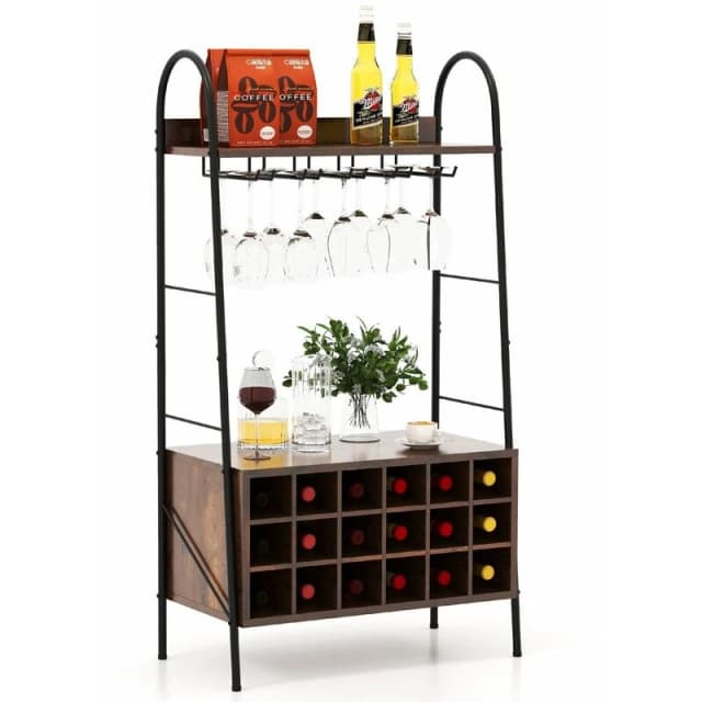 COSTWAY 3-Tier Over-The-Toilet Storage Shelf Space Saving Metal Bathroom Organizer Brown