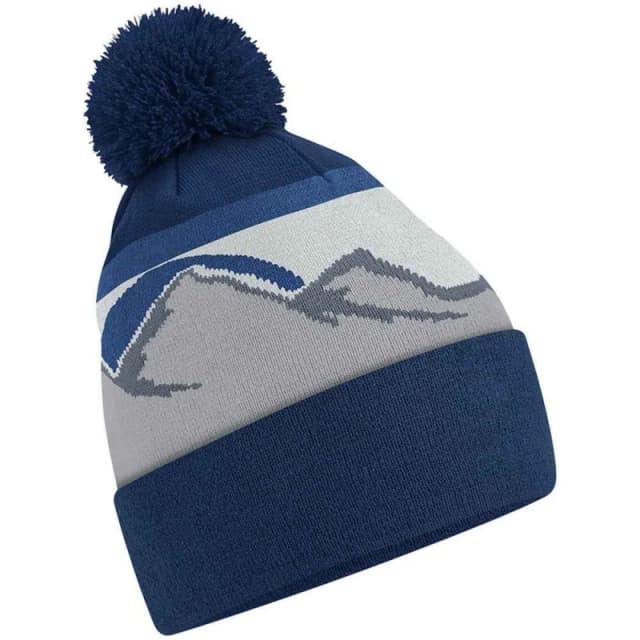 Beechfield Beechfield Men Mountain Pom Pom Beanie in Blue Blue One Size Male 5063470698165