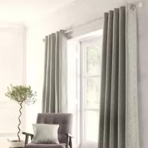 Appletree Loft Asha Geometric Diamond Jacquard Eyelet Lined Curtains, Grey, 46 x 54 Inch