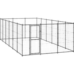 Outdoor Dog Kennel Steel 21.78 m² vidaXL - Black