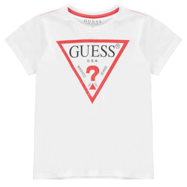 Guess Logo T Shirt Wht A000 G011 male 8 Yrs