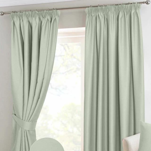 Homescapes Herringbone Blackout Curtains Pair Pencil Pleat Ivory