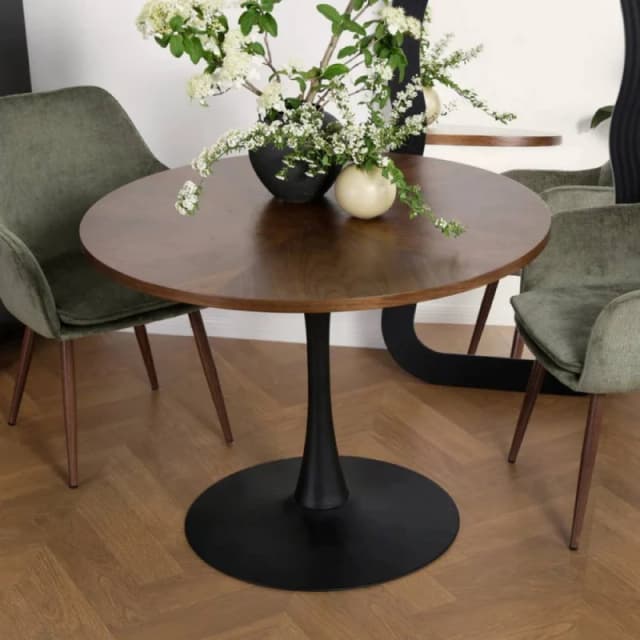 Home Garden Direct Paris Walnut Round Dining Table 4 Seater 100 × 100cm Walnut Unisex