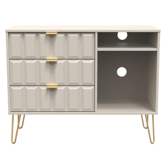 Ready Assembled 2 U Metro 3 Drawer TV Unit (Ready Assembled) in Taupe Unisex