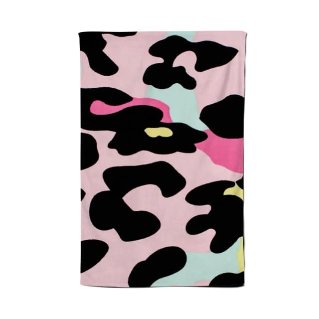 Warren Reed - Designer Colourful Leopard Print Tea Towel in Pink Pink Unisex