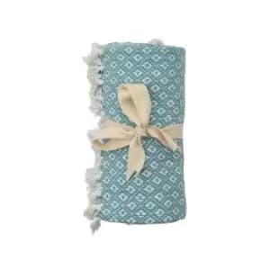 Simply Green Recycled Cotton Geometric Throw Blue